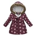 Eashery Girls Winter Jacket Coat Warm Hooded Parka Jacket Long Sleeve Cotton Pullover Tops Girls Jacket (Purple 4-5 Years)