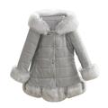 Eashery Lightweight Jacket for Girls Kids Coat Warm Hooded Parka Jacket Long Sleeve Cotton Pullover Tops Jackets for Kids (Grey 12-18 Months)