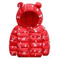Eashery Boys Winter Puffer Jacket Print Water-Resistant Jacket Fall Winter Clothes Toddler Jacket (Red 2-3 Years)