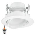 Maxxima 4 in. Rotatable LED Retrofit Downlight Gimbal 1000 Lumens 10 Watts 5 CCT 2700K/3000K/3500K/4000K/5000K Dimmable Aluminum White Trim