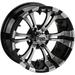 LSI Warlock 12x7 Golf Cart Wheel - Machined/Black (4/4) 3+4 [12121]