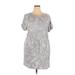 Hilary Radley Casual Dress - Shift Crew Neck Short sleeves: Gray Print Dresses - Women's Size 2X-Large