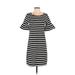 J.Crew Factory Store Casual Dress - Shift Scoop Neck Short sleeves: Black Print Dresses - Women's Size X-Small