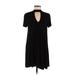 Soprano Casual Dress - Shift Mock Short sleeves: Black Print Dresses - Women's Size Medium