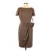 David David Meister Casual Dress - Sheath: Brown Print Dresses - New - Women's Size 8