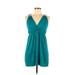 Forever 21 Casual Dress - Mini Plunge Sleeveless: Blue Print Dresses - Women's Size Medium