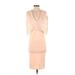 Club L Cocktail Dress - Bodycon V Neck Sleeveless: Pink Print Dresses - Women's Size 2
