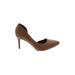 Just Fabulous Heels: Slip On Stilleto Cocktail Tan Solid Shoes - Women's Size 9 - Pointed Toe