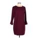 Old Navy Casual Dress - Shift Crew Neck 3/4 sleeves: Burgundy Print Dresses - Women's Size Large