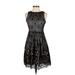 Eliza J Cocktail Dress - Party Crew Neck Sleeveless: Black Print Dresses - Women's Size 0