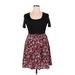 Shein Casual Dress - Mini Scoop Neck Short sleeves: Burgundy Floral Dresses - Women's Size X-Large