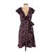 Hi There from Karen Walker Casual Dress - Wrap: Black Floral Dresses - Women's Size 0