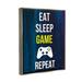 Stupell Industries Eat Sleep Game Repeat Controller Layered Background by Annie Warren - Floater Frame Print on Canvas Canvas | Wayfair