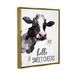 Stupell Industries Hello Sweet Cheeks Country Cow Cattle Holding Flower Canvas Wall Art By Lettered & Lined Canvas | 21 H x 17 W x 1.7 D in | Wayfair