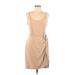 Express Casual Dress - Mini Scoop Neck Sleeveless: Tan Print Dresses - Women's Size Large