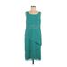 Le Bos Cocktail Dress - Sheath Scoop Neck Sleeveless: Teal Print Dresses - Women's Size 8