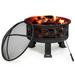 Bring Home Furniture 26" Wood Burning Fire Pit, Iron Bonfire Pit w/ Spark Screen & Fireplace Poker For Outside Cast Iron in Black/Brown/Gray | Wayfair