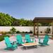 Rosecliff Heights Cambelle 7 Piece Multiple Chairs Seating Group Wood in Blue/Brown/White | Outdoor Furniture | Wayfair