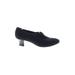 Thierry Rabotin Heels: Slip-on Chunky Heel Classic Black Print Shoes - Women's Size 40.5 - Almond Toe