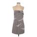 Alice + Olivia Casual Dress - Shift Strapless Sleeveless: Gray Dresses - Women's Size Small