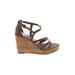Vince Camuto Wedges: Brown Print Shoes - Women's Size 9 - Open Toe