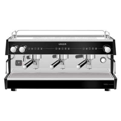 Gaggia VETRO3GSTD + INSTALL BLACK (MGV293XPUS) Semi Automatic Commercial Espresso Machine w/ 3 Groups, 3 Steam Valves, & 3 Hot Water Valve - 220v/1ph, Stainless Steel