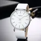 Simple Style White Leather Watches Women Fashion Watch Minimalist Ladies Casual Wrist Watch Female