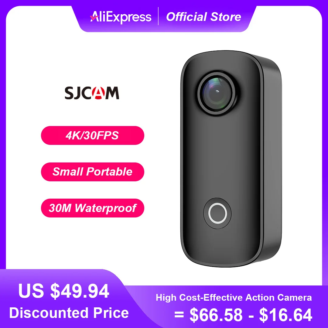 SJCAM C100 Plus Action Cam 4K Elektronische Bildstabilisierung 2,4G WiFi 30M Wasserdicht Mit Gehäuse Sport Kamera Schwarz Weiß Image