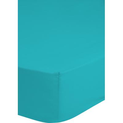 Spannbettlaken GOOD MORNING "Jersey Spannbettlaken", blau (aqua), B:200cm L:220cm, Jersey, Obermaterial: 100% Baumwolle, Laken, 100% Baumwolle, Jersey, Rundumgummi, bis 25 cm höhe, 90/100x200, Weiß Image