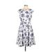Gal Meets Glam Casual Dress - A-Line High Neck Short sleeves: White Floral Dresses - Women's Size 8