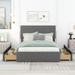 Velvet Upholstery Platform Bed with Adjustable Headboard and 4 Drawers,Full Size