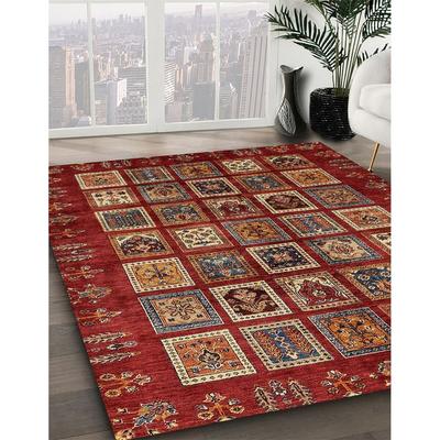 Ahgly Company Machine Washable Abstract Tomato Red Area Rugs