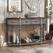Modern Curved Console Table Accent Sofa Table for Living Room Hallway, Wood Entryway Table with 4 Drawers & Storage Shlef, Gray