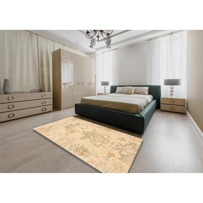Ahgly Company Machine Washable Abstract Brown Gold Area Rugs