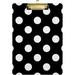 Hyjoy Black Polka Dots Clipboard Acrylic Standard A4 Letter Size Clip Board with Low Profile Clip for Office Classroom Doctor Nurse and Teacher