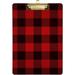 Hyjoy Red Black Plaid Clipboard Acrylic Fashion Letter A4 Size Clipboards with Gold Metal Clip for Nurses Students Women Man and Kids
