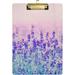 Hyjoy Purple Lavender Flowers Clipboard Acrylic Standard A4 Letter Size Clip Board with Low Profile Clip for Office Classroom Doctor Nurse and Teacher