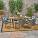 Christopher Knight Home Fayette Outdoor 7 Piece Acacia Wood Dining Set with Stacking Wicker Chairs by gray