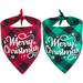 2 Pack Dog Bandana Christmas Classic Buffalo Plaid Dog Scarf Pet Triangle Bibs Kerchief Merry Christmas Pattern Christmas Bandanas for Small Medium Large Dogs Pets (Merry