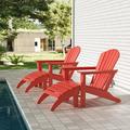 Polytrends Altura Outdoor Eco-Friendly All Weather Adirondack Chairs with Ottomans (4-Piece Conversation Set) Red