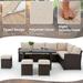 AECOJOY Outdoor 7-piece Wicker Dining Set Patio Sofa Furniture Beige