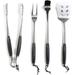 BBQ 4 Piece Grill Set FullForged Stainless Steel Grilling Utensils Including Spatula Fork Basting Brush And Tongs With All Wood Handles