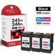 245XL 246XL 3 Pack Combo Ink Cartridge Replacement for Canon PIXMA MX490 MG2522 MG2920 MG2525 Printer (1 Black + 2 Tri-Color)