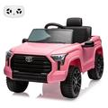 Towallmark Officially Licensed Toyota Toy Carï¼Œ12v Kids Electric Car 2 Seat Road Stroller High Performance Eva Tires With Led Lights Remote Control Bluetooth Speaker System Music Pink