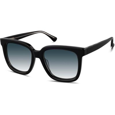 Zenni Women's Square Rx Sunglasses Black Plastic Full Rim Frame