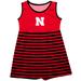 Girls Toddler Vive La Fete Scarlet Nebraska Huskers Striped Tank Top Dress