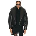 Saint Laurent Leather Coat in Noir - Black. Size all.