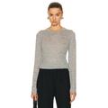 Enza Costa Tissue Cashmere Bold Long Sleeve Crew Top in Heather Grey - Light Grey. Size XS (also in L, S).