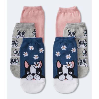 Aeropostale Womens' French Bulldog Ankle Sock 3-Pa...