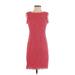 Adrianna Papell Casual Dress - Sheath Crew Neck Sleeveless: Red Solid Dresses - Women's Size 4